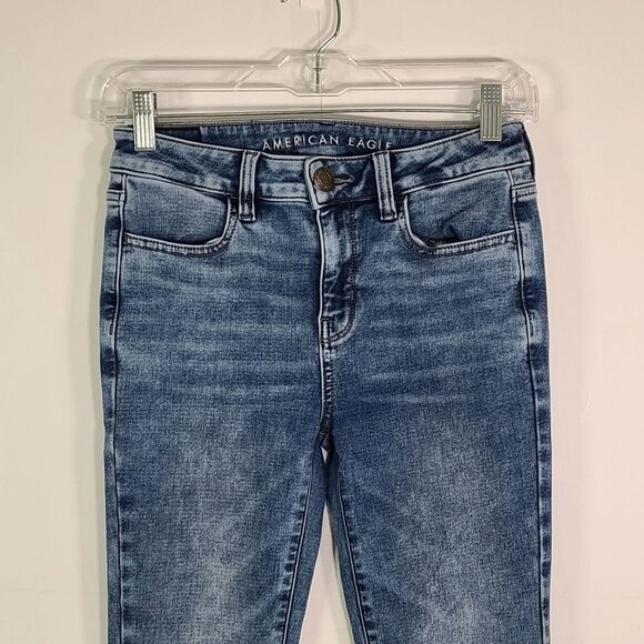 American Eagle Hi-Rise Jegging Distressed Ripped Knee Size 4 - Picture 2 of 7